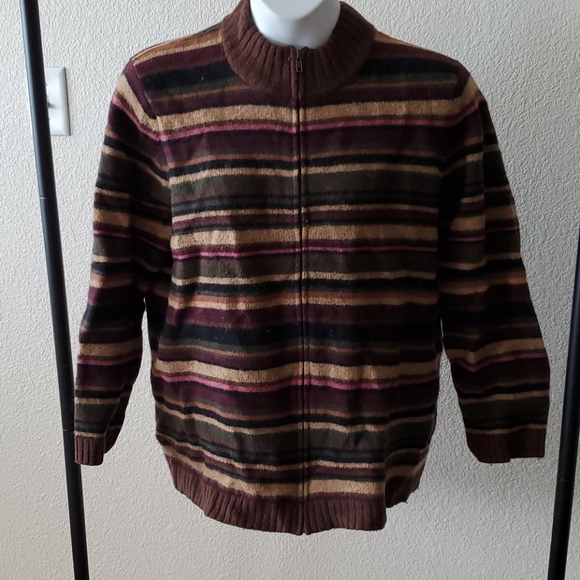 Jones New York Wool Cardigan Striped Sweater 2X - Picture 1 of 4